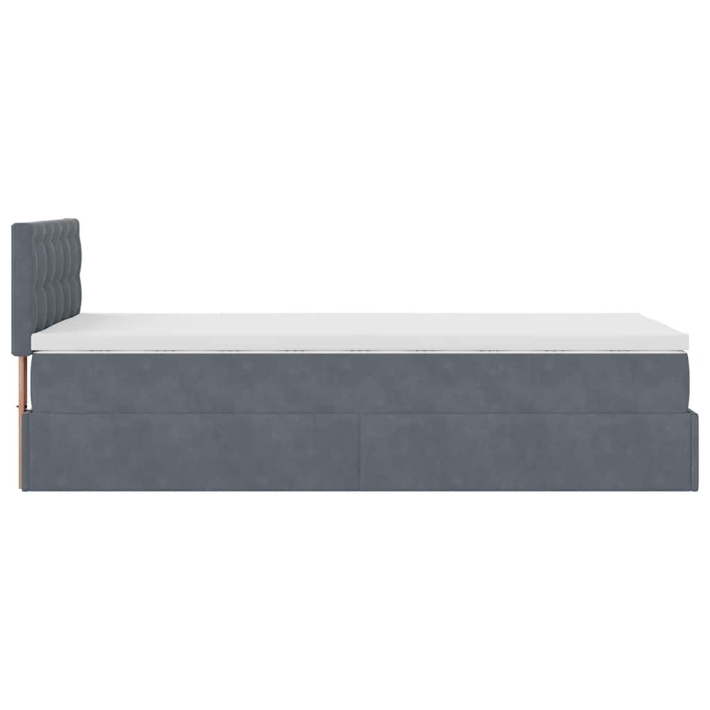 Ottoman-Bett mit Matratze & LEDs Dunkelgrau 90x200 cm Samt