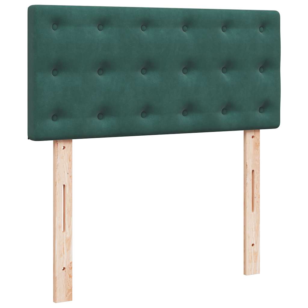 Lit ottoman avec matelas et LED vert foncé 90x200 cm velours