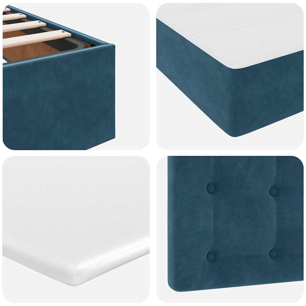 Ottoman-Bett mit Matratze & LEDs Dunkelblau 90x200 cm Samt