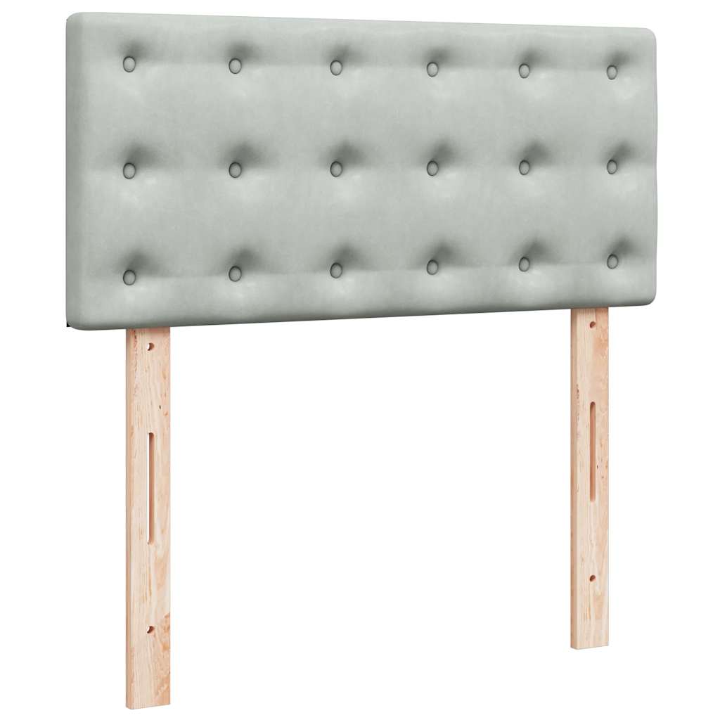 Ottoman-Bett mit Matratze & LEDs Hellgrau 100x200 cm Samt