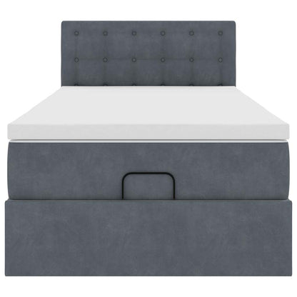 Ottoman-Bett mit Matratze & LEDs Dunkelgrau 100x200 cm Samt
