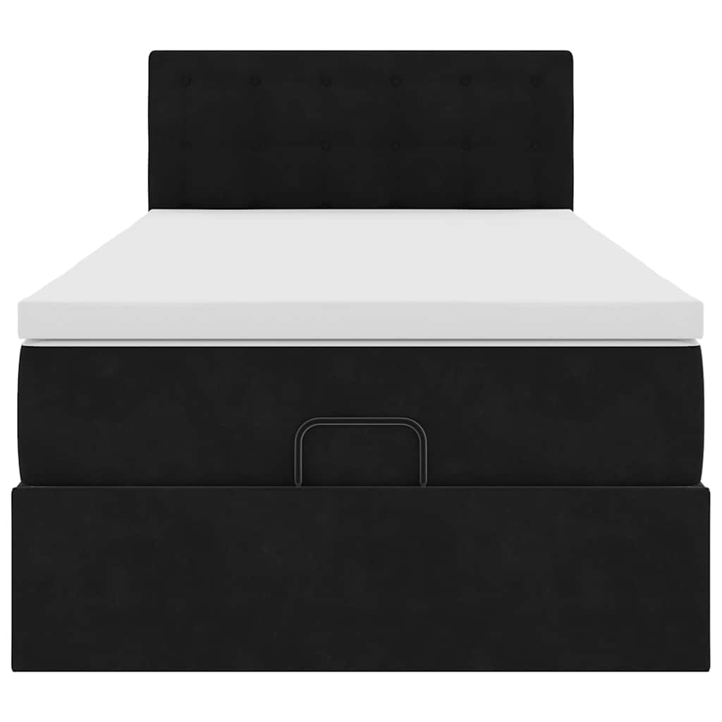 Ottoman-Bett mit Matratze & LEDs Schwarz 100x200 cm Samt