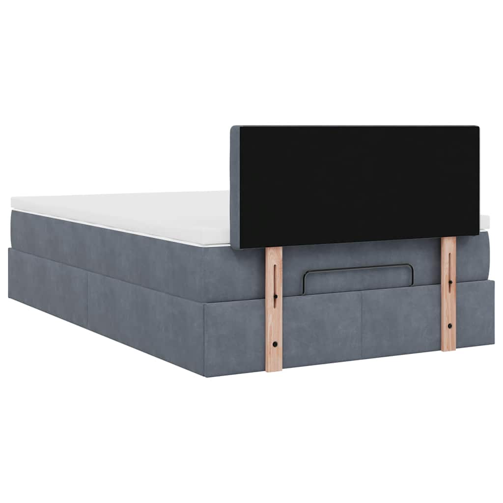 Ottomane Bett mit Matratze & LEDs Dunkelgrau 120x190 cm Samt