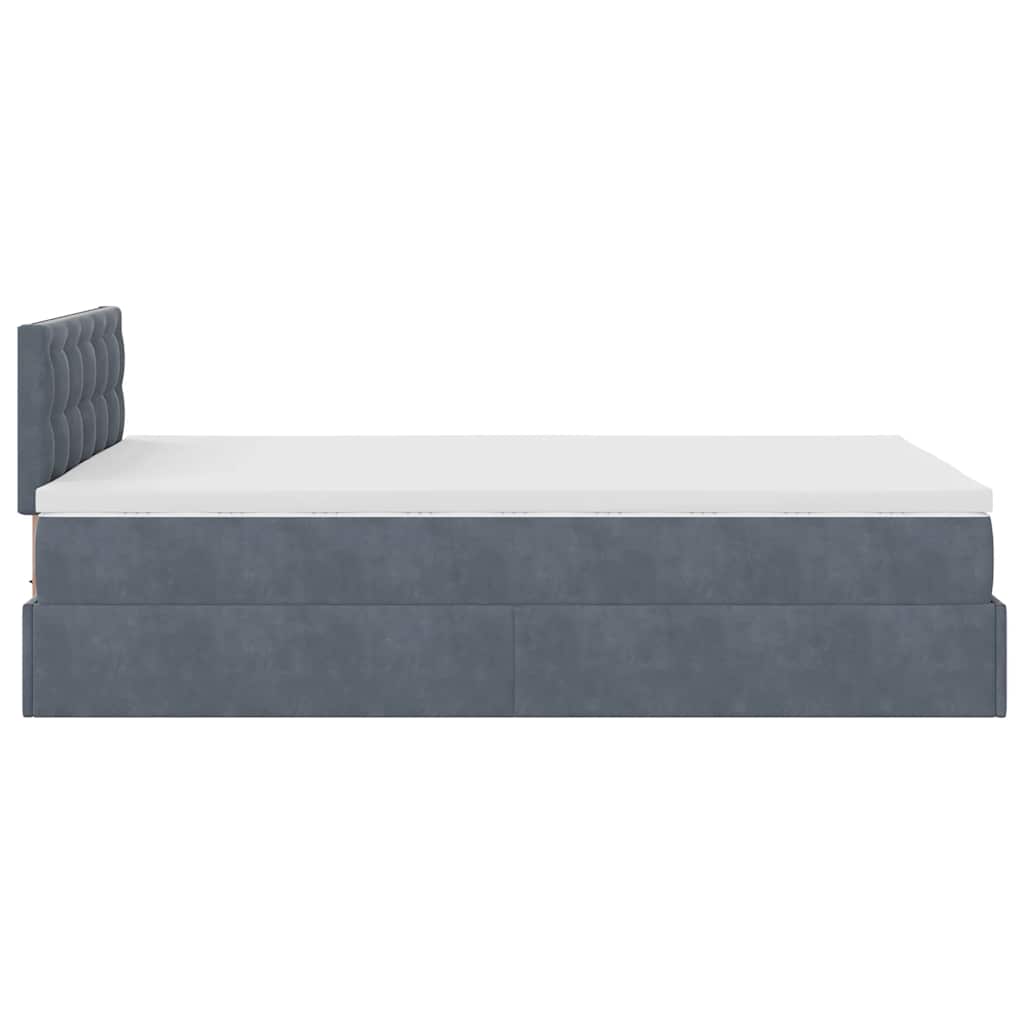 Ottomane Bett mit Matratze & LEDs Dunkelgrau 120x190 cm Samt