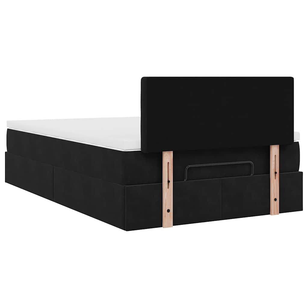 Ottomane Bett mit Matratze & LEDs Schwarz 120x190 cm Samt