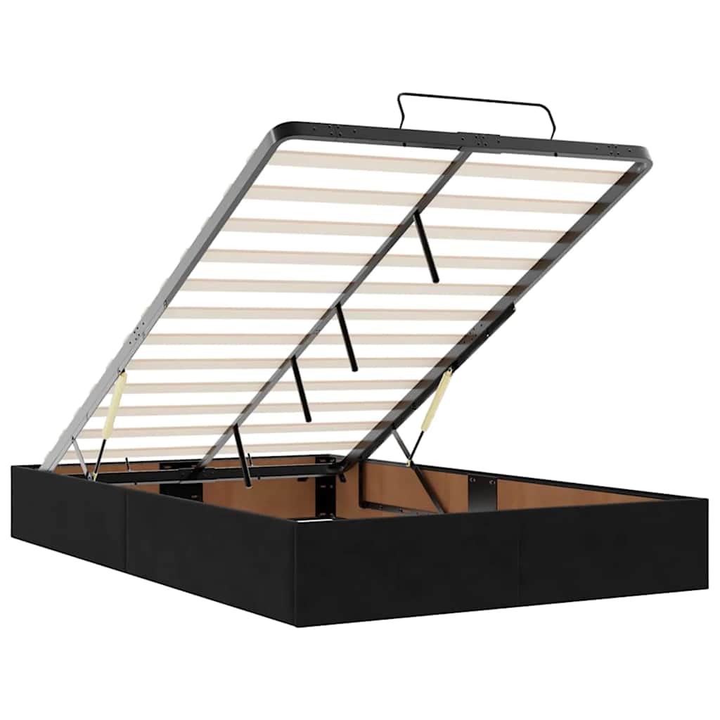 Ottomane Bett mit Matratze & LEDs Schwarz 120x190 cm Samt