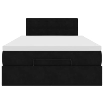 Ottomane Bett mit Matratze & LEDs Schwarz 120x190 cm Samt