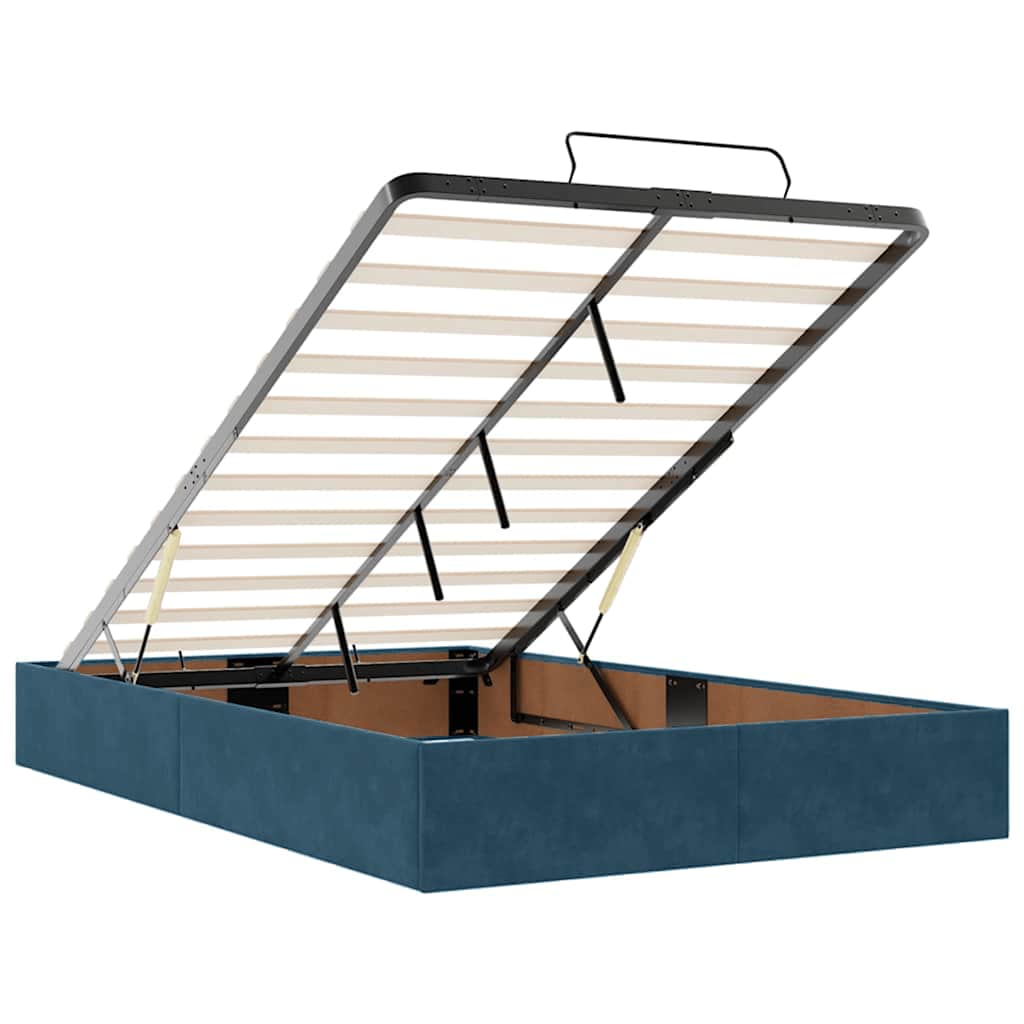 Ottomane Bett mit Matratze & LEDs Dunkelblau 120x190 cm Samt