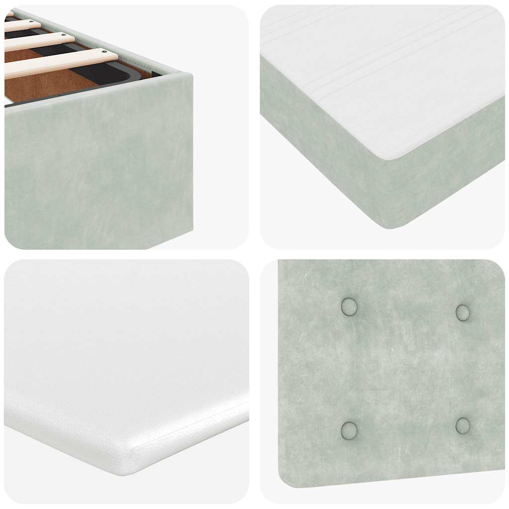 Ottoman-Bett mit Matratze & LEDs Hellgrau 120x200 cm Samt