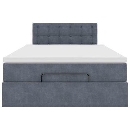 Ottoman-Bett mit Matratze & LEDs Dunkelgrau 120x200 cm Samt