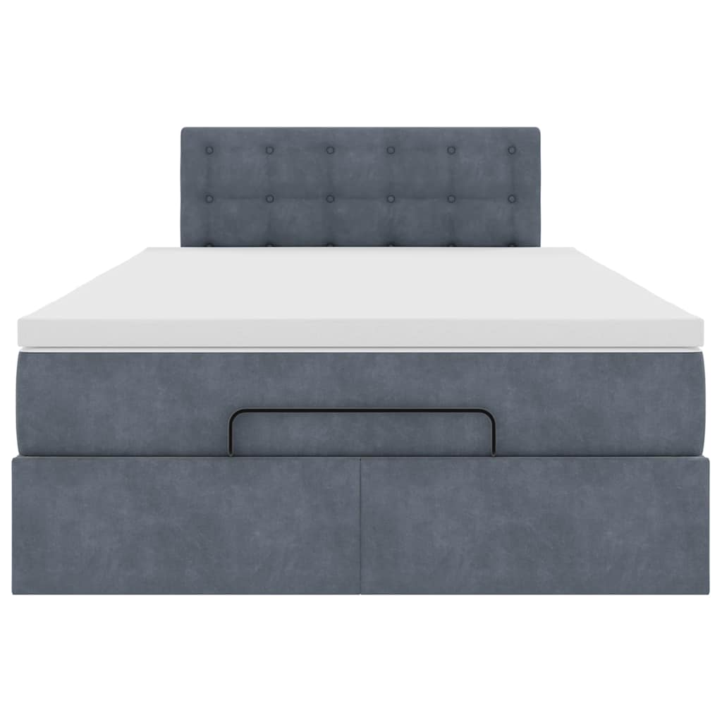 Ottoman-Bett mit Matratze & LEDs Dunkelgrau 120x200 cm Samt