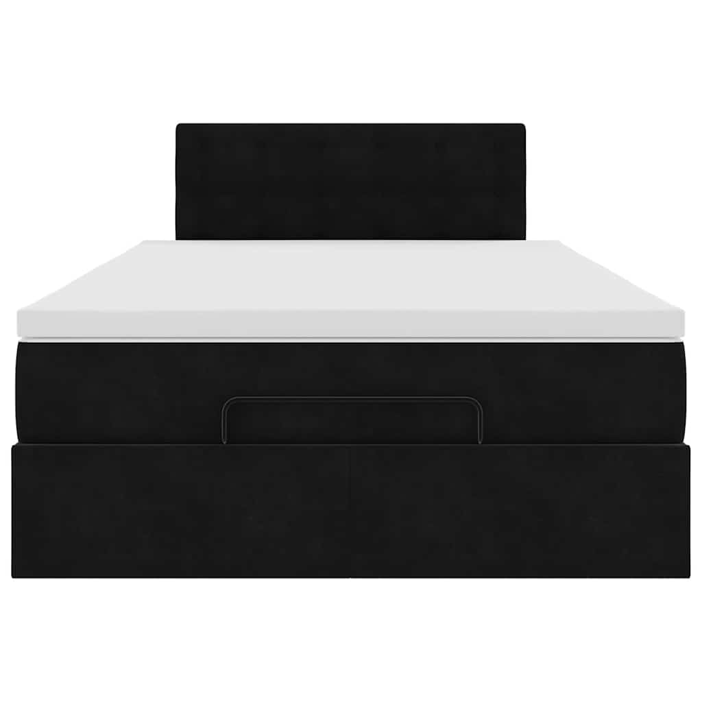 Ottoman-Bett mit Matratze & LEDs Schwarz 120x200 cm Samt