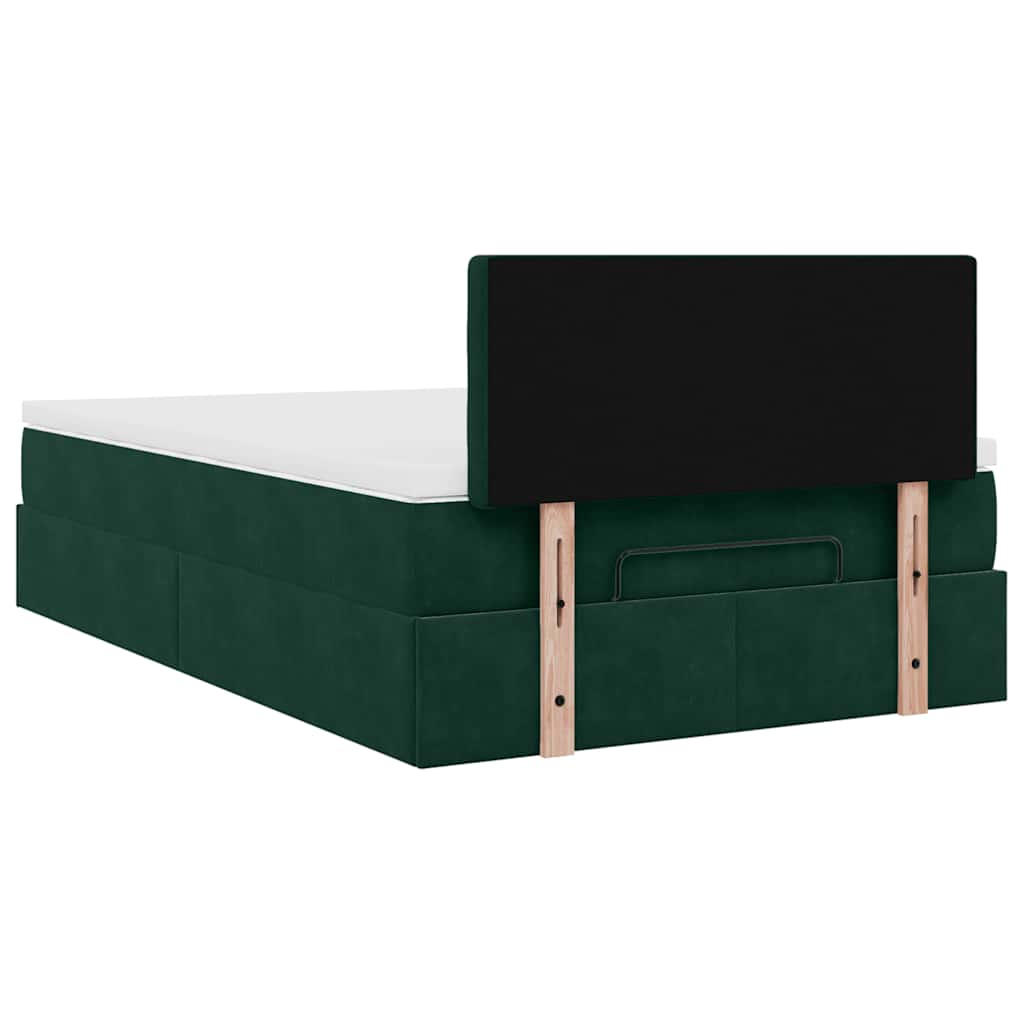 Ottoman-Bett mit Matratze & LEDs Dunkelgrün 120x200 cm Samt