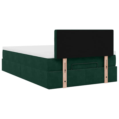 Ottoman-Bett mit Matratze & LEDs Dunkelgrün 120x200 cm Samt