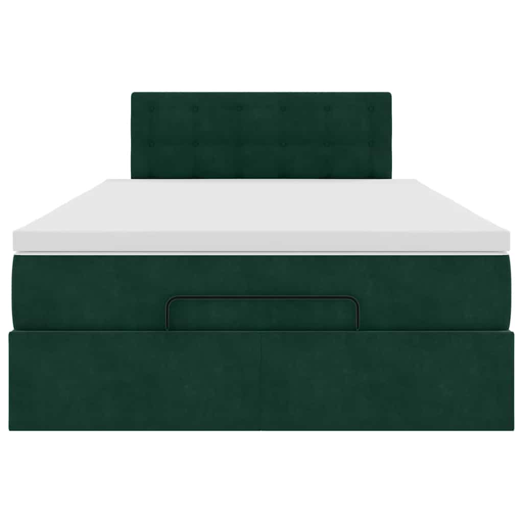 Ottoman-Bett mit Matratze & LEDs Dunkelgrün 120x200 cm Samt