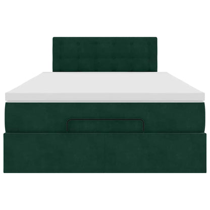 Ottoman-Bett mit Matratze & LEDs Dunkelgrün 120x200 cm Samt