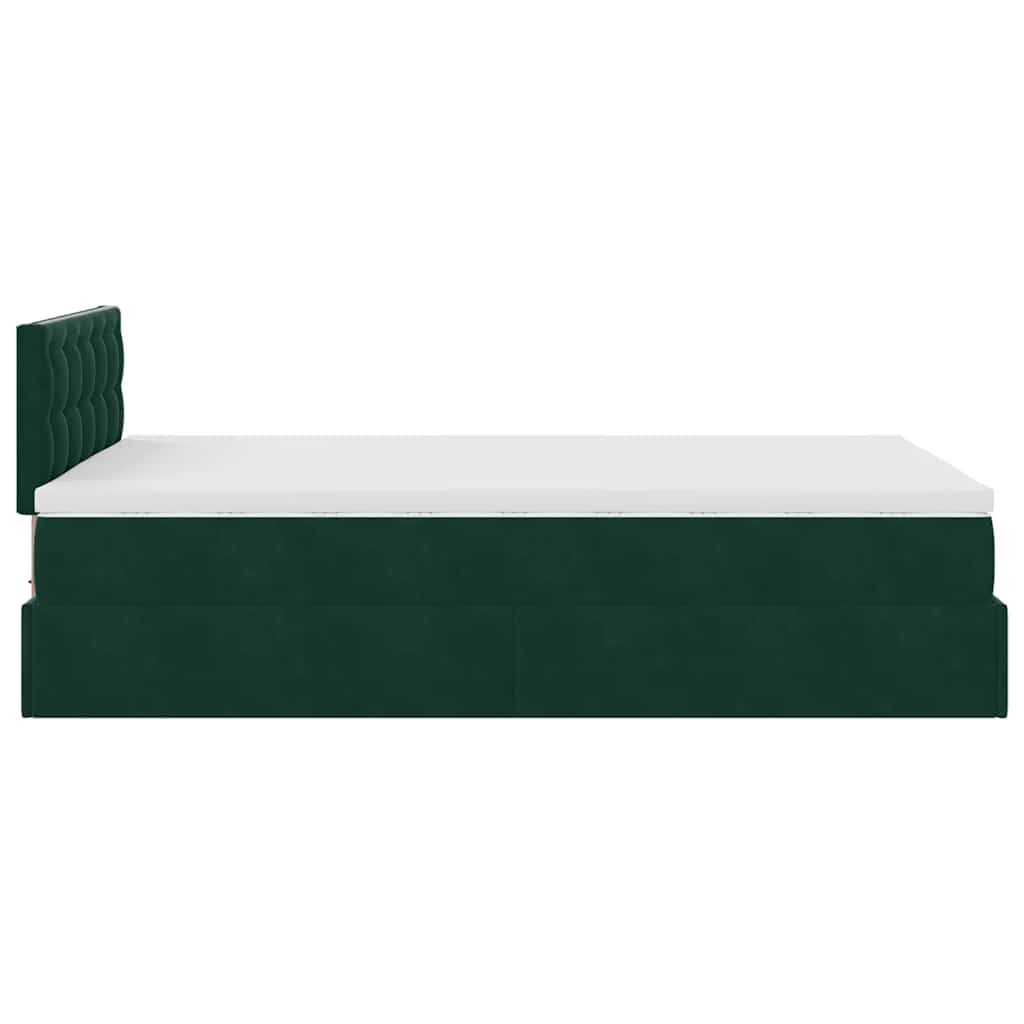Ottoman-Bett mit Matratze & LEDs Dunkelgrün 120x200 cm Samt