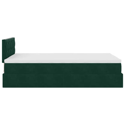 Ottoman-Bett mit Matratze & LEDs Dunkelgrün 120x200 cm Samt