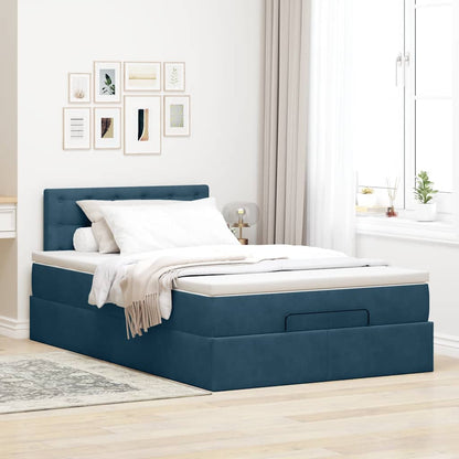 Ottoman-Bett mit Matratze & LEDs Dunkelblau 120x200 cm Samt