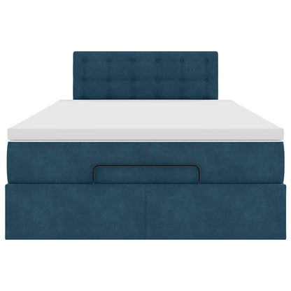 Ottoman-Bett mit Matratze & LEDs Dunkelblau 120x200 cm Samt