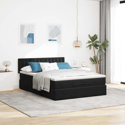 Ottoman-Bett mit Matratze & LEDs Schwarz 140x190 cm Samt