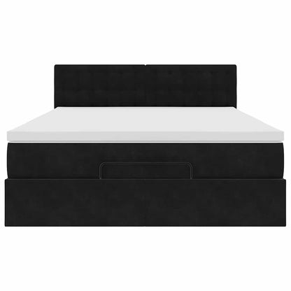 Ottoman-Bett mit Matratze & LEDs Schwarz 140x190 cm Samt