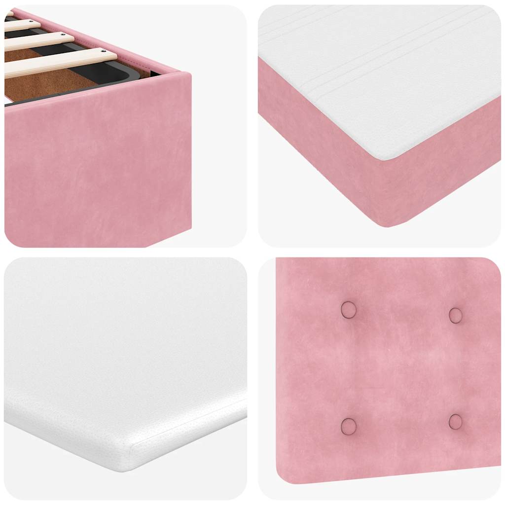 Ottoman-Bett mit Matratze & LEDs Rosa 140x200 cm Samt