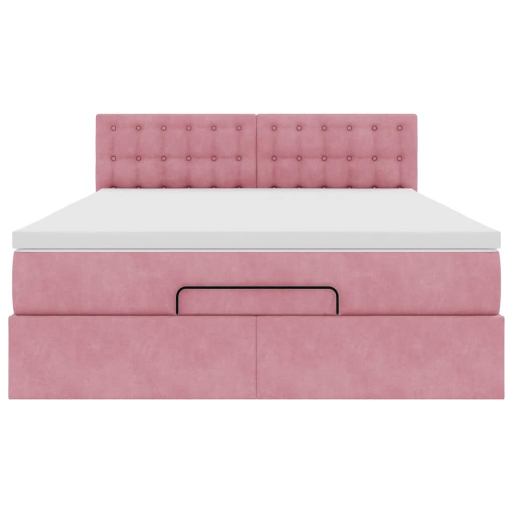 Ottoman-Bett mit Matratze & LEDs Rosa 140x200 cm Samt