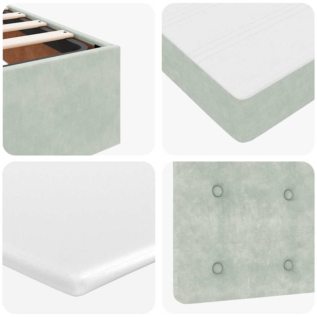 Ottoman-Bett mit Matratze & LEDs Hellgrau 160x200 cm Samt