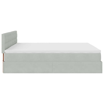 Ottoman-Bett mit Matratze & LEDs Hellgrau 160x200 cm Samt