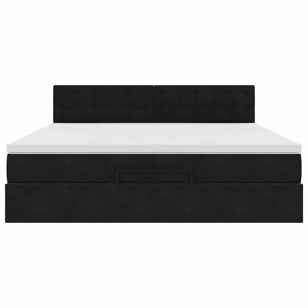 Ottoman-Bett mit Matratze & LEDs Schwarz 160x200 cm Samt