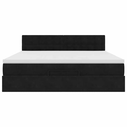 Ottoman-Bett mit Matratze & LEDs Schwarz 160x200 cm Samt