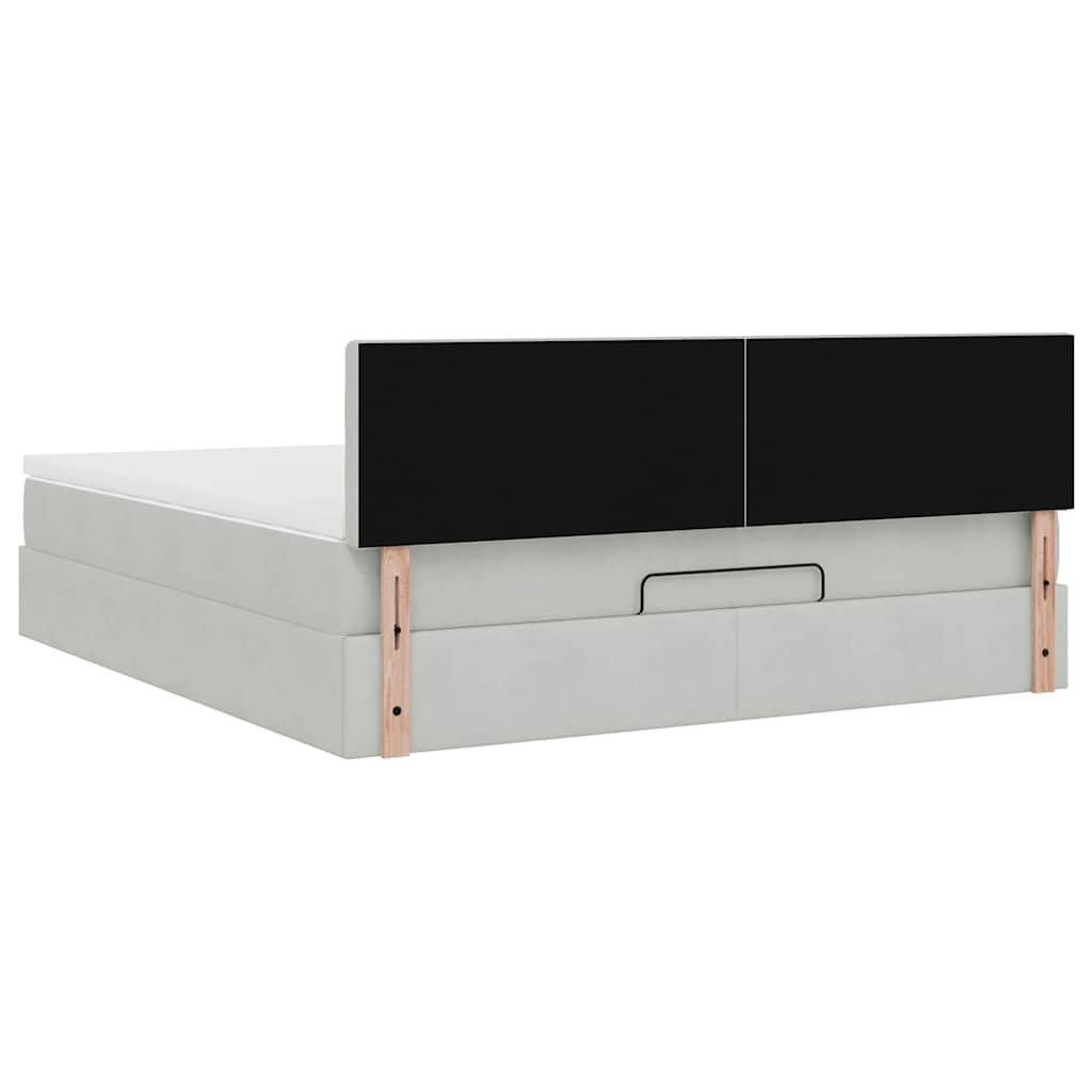 Ottoman-Bett mit Matratze & LEDs Hellgrau 180x200 cm Samt