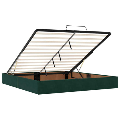 Ottoman-Bett mit Matratze & LEDs Dunkelgrün 180x200 cm Samt
