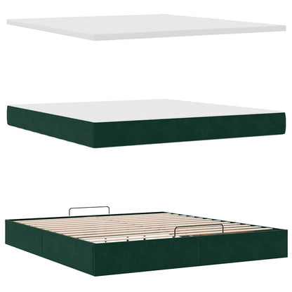 Ottoman-Bett mit Matratze & LEDs Dunkelgrün 180x200 cm Samt