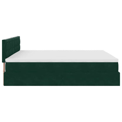 Ottoman-Bett mit Matratze & LEDs Dunkelgrün 180x200 cm Samt