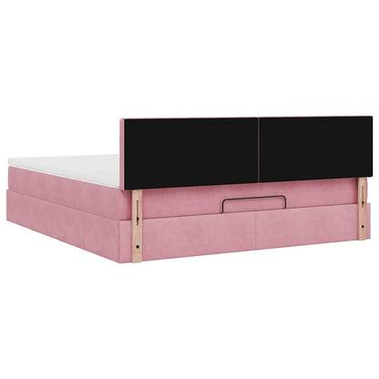 Ottomane Bett mit Matratze & LEDs Rosa 180x200 cm Samt