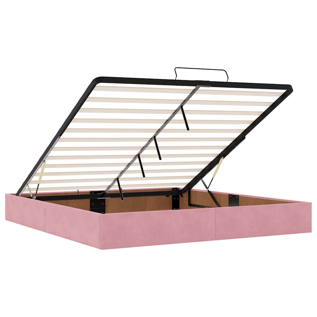 Ottomane Bett mit Matratze & LEDs Rosa 180x200 cm Samt