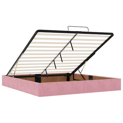 Ottomane Bett mit Matratze & LEDs Rosa 180x200 cm Samt
