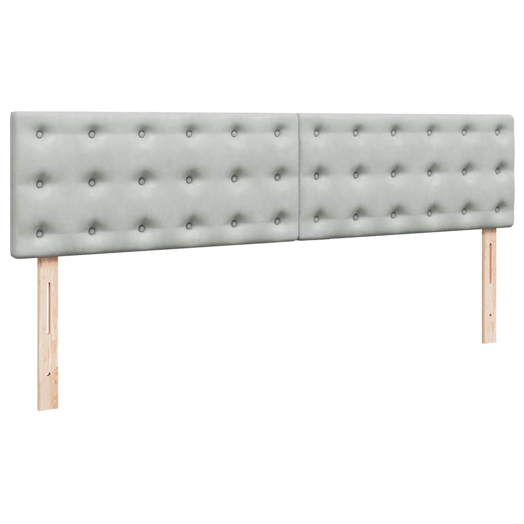 Ottoman-Bett mit Matratzen & LEDs Hellgrau 200x200 cm Samt