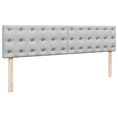 Ottoman-Bett mit Matratzen & LEDs Hellgrau 200x200 cm Samt