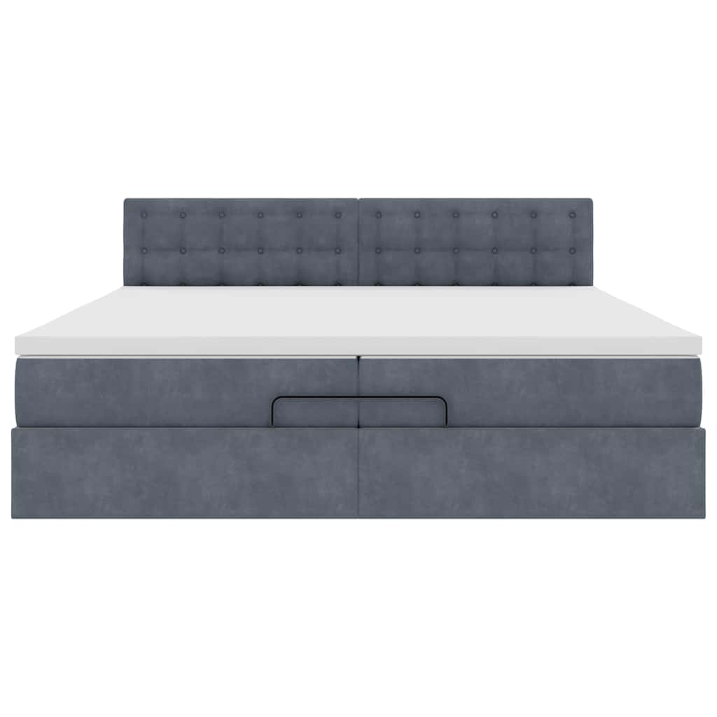 Ottoman-Bett mit Matratzen & LEDs Dunkelgrau 200x200 cm Samt
