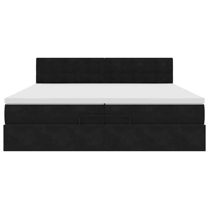 Ottoman-Bett mit Matratzen & LEDs Schwarz 200x200 cm Samt