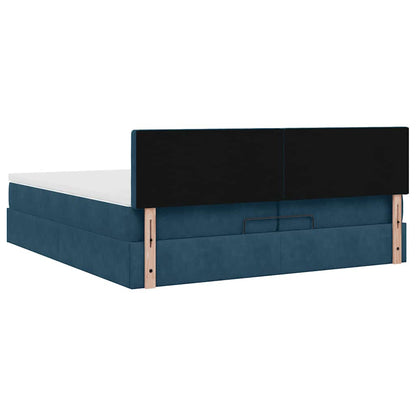 Ottoman-Bett mit Matratzen & LED Dunkelblau 200x200 cm Samt