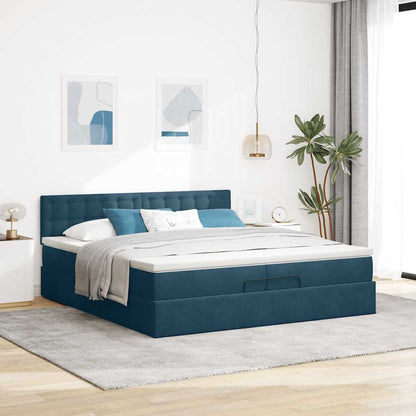 Ottoman-Bett mit Matratzen & LED Dunkelblau 200x200 cm Samt