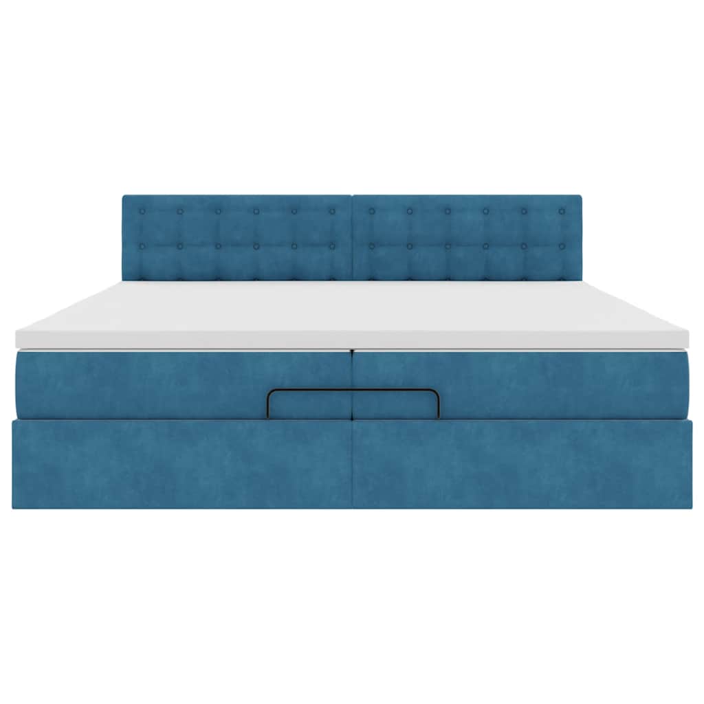Ottoman-Bett mit Matratzen & LED Dunkelblau 200x200 cm Samt