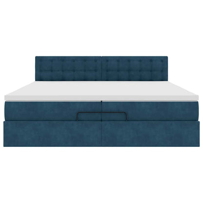 Ottoman-Bett mit Matratzen & LED Dunkelblau 200x200 cm Samt