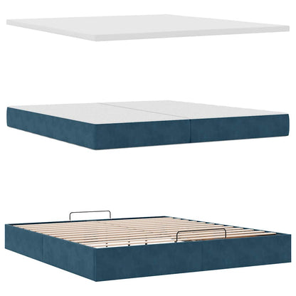 Ottoman-Bett mit Matratzen & LED Dunkelblau 200x200 cm Samt