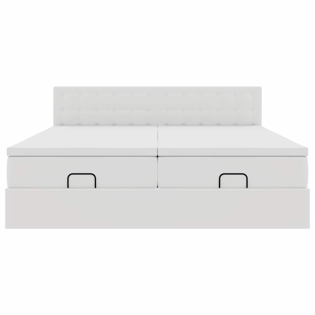 Ottoman-Bett mit Matratzen & LEDs Weiß 180x200 cm Kunstleder