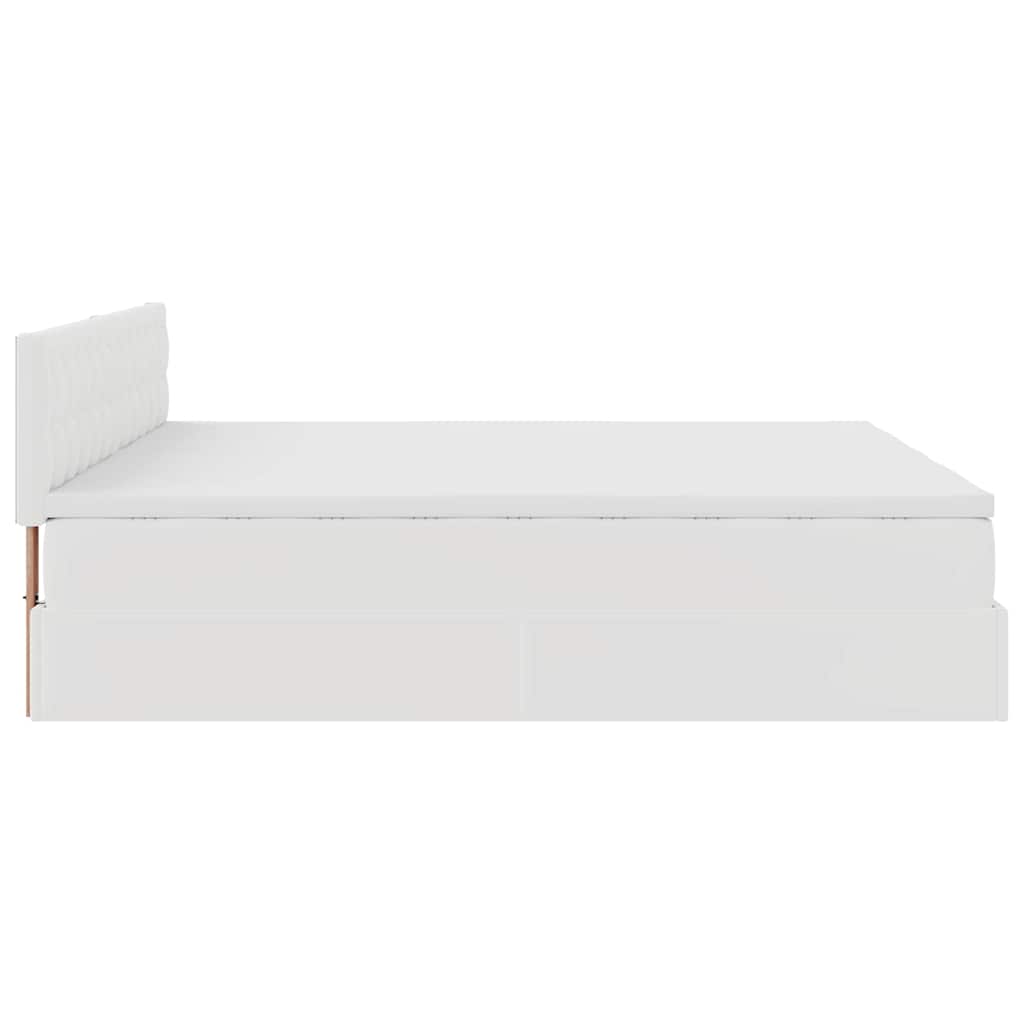 Ottoman-Bett mit Matratzen & LEDs Weiß 180x200 cm Kunstleder